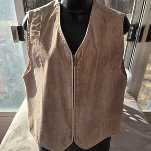 Marsh Landing Light Tan Suede Leather Vest Petite Large